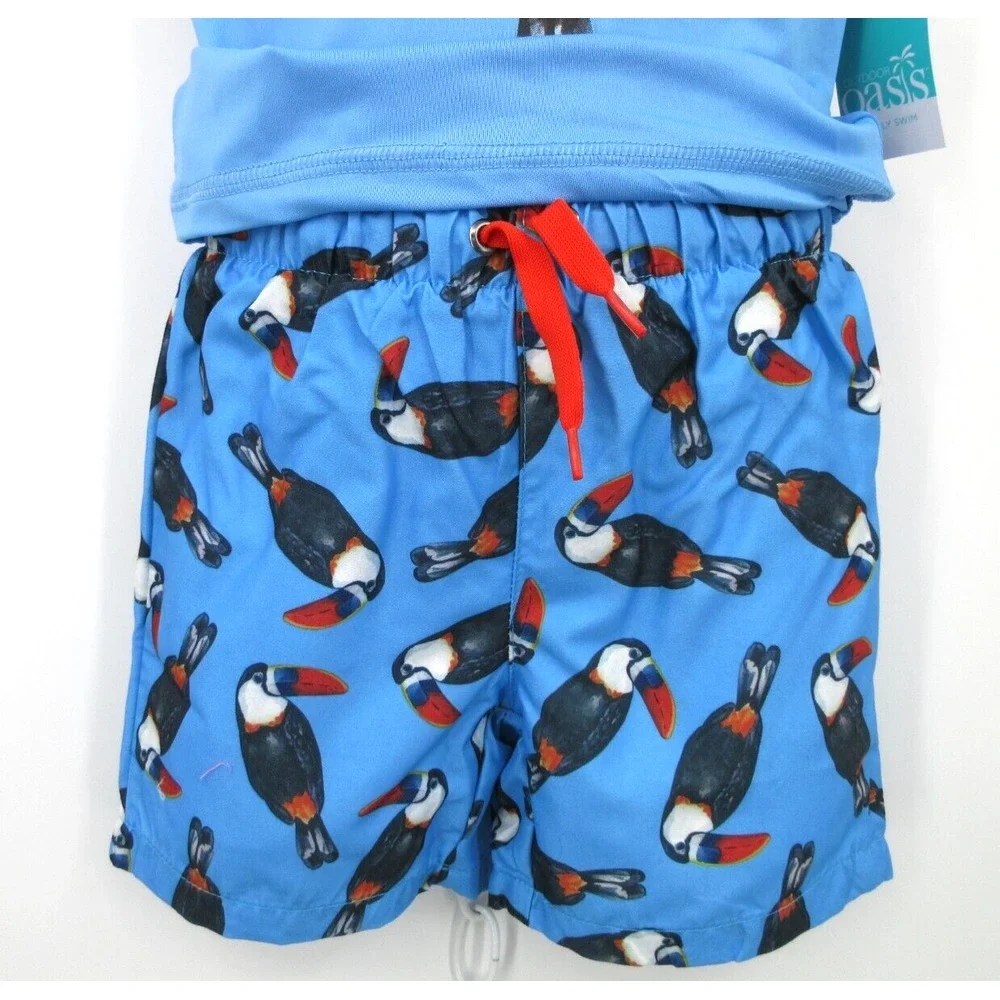 UPF 50+ OUTDOOR OASIS SWIM TRUNKS WITH RASH GUARD Infant Boy‎ 18 Mo Blue Parrot